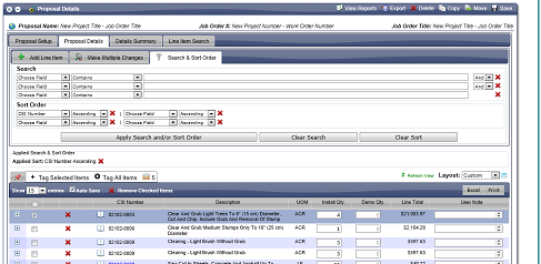 Current proposal search and sort